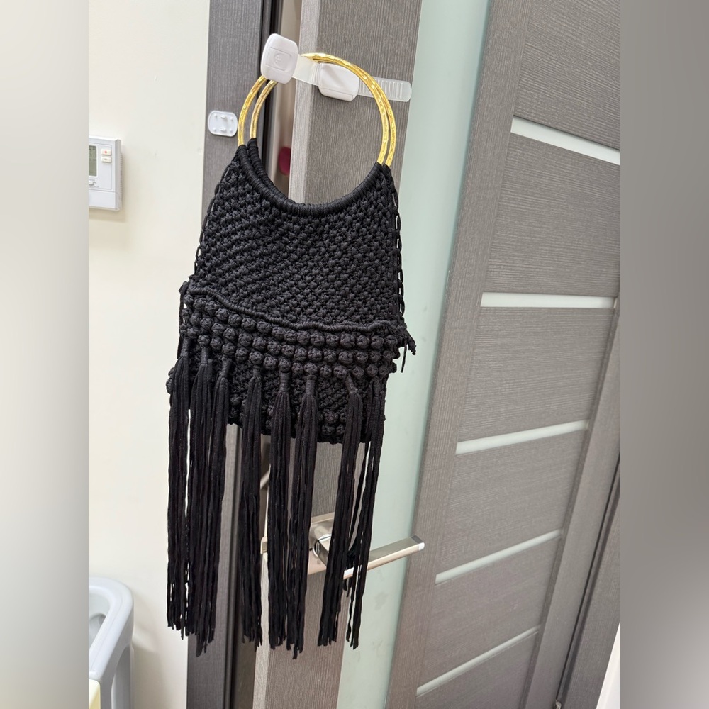 Cleobella Black Woven Bag with Gold Accents - Picture 9 of 14